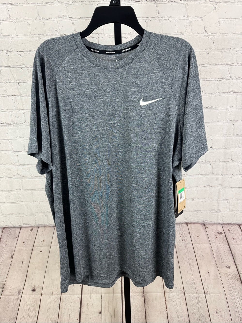 NWT Nike Swim Heather Grey Hydroguard Rash Guard UV Shirt XL